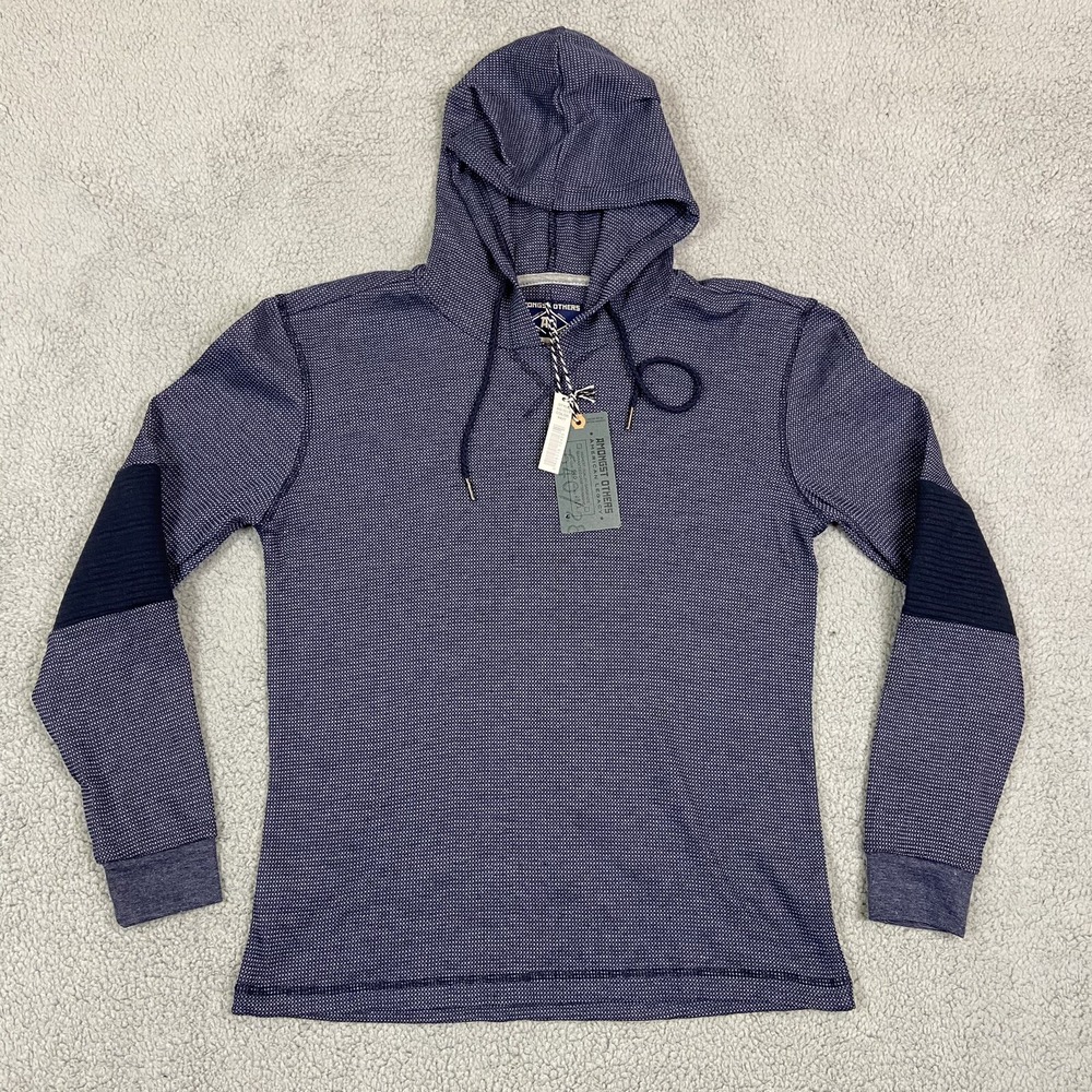 Amongst Others Mens Navy Blue Textured Knit Hoodie Pullover AO-1033 Size S NEW